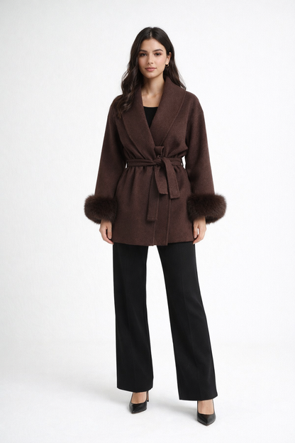 Zrina Fur Coat – Chocolate Brown